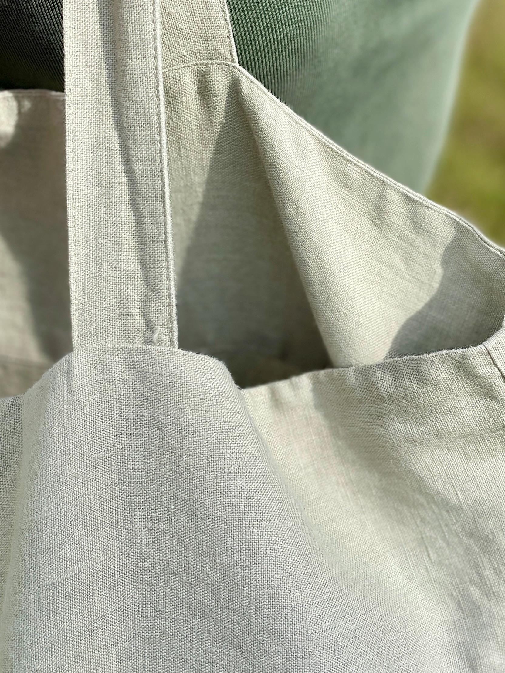 Große Leinentasche in salbeigrün | Handbedruckt im Siebdruck mit Allium / Pusteblumen | nachhaltiger Shopper für den Alltag, Markt & Strand