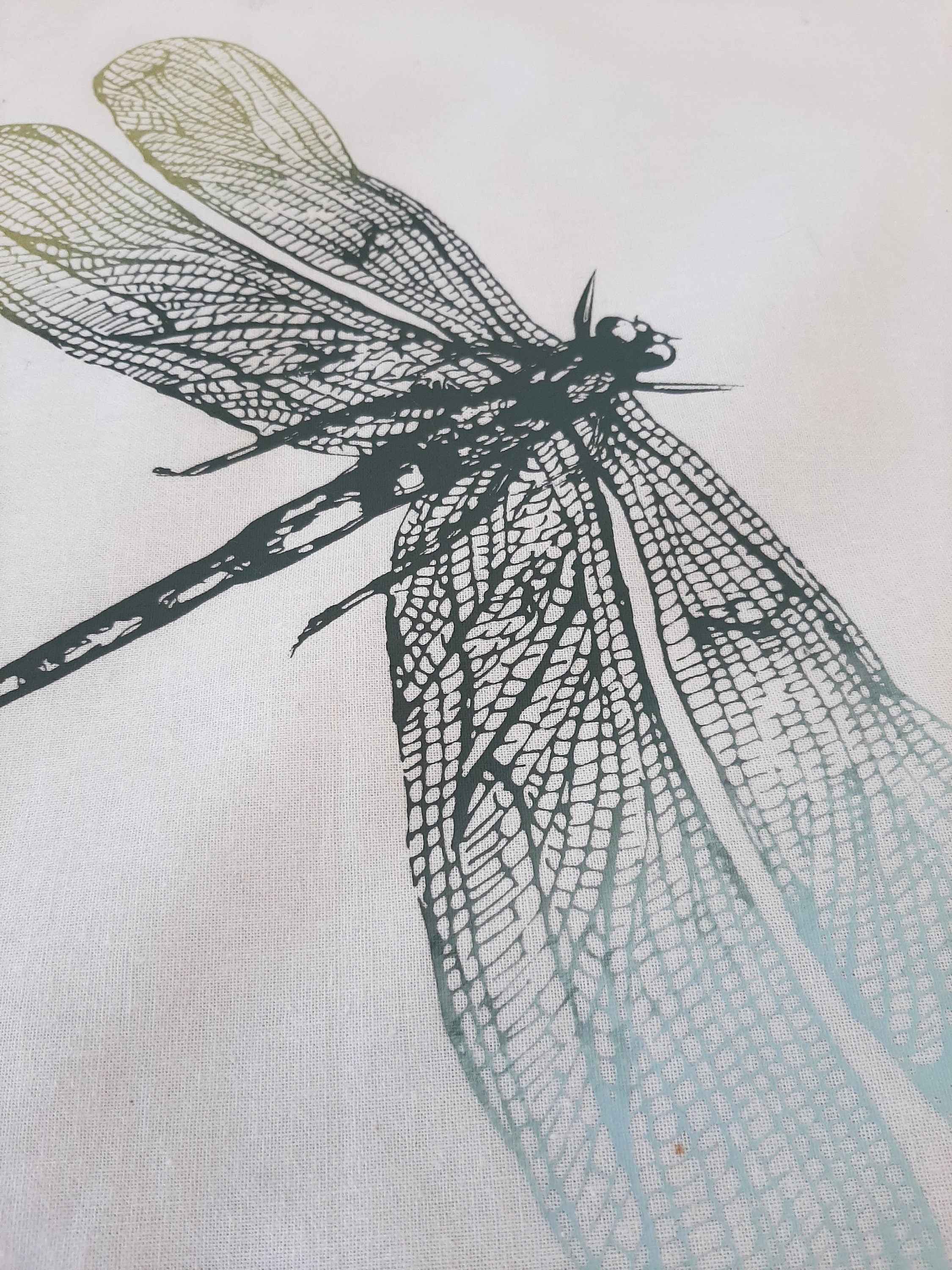 Baumwoll-Tragetasche mit Libelle | Handbedruckter Jutebeutel | Nachhaltige Einkaufstasche | Geschenk für Naturliebhaber | Siebdruck Unikat