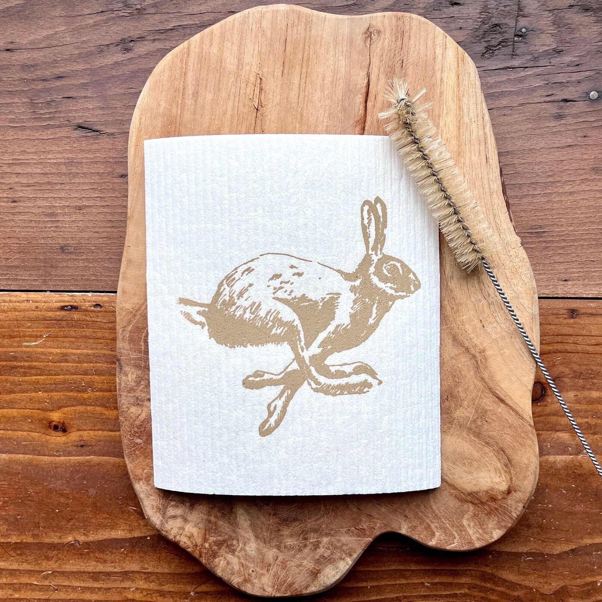 2er Set nachhaltige Schwammtücher "Hase", handbedruckt, Spülschwamm vegan, Spültuch waschbar, Siebdruck, Geschenk Ostern