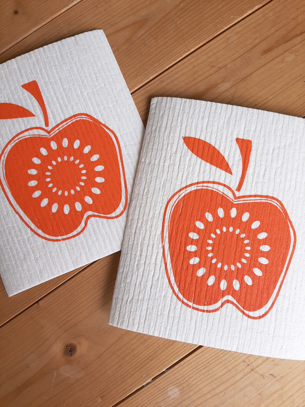 Bedrucktes Geschirrtuch mit Pril-Blumen, orange / weiß, Halbleinen, Siebdruck, Vintage, Tischläufer, Küchentuch Retro, Vintage, 70iger Jahre
