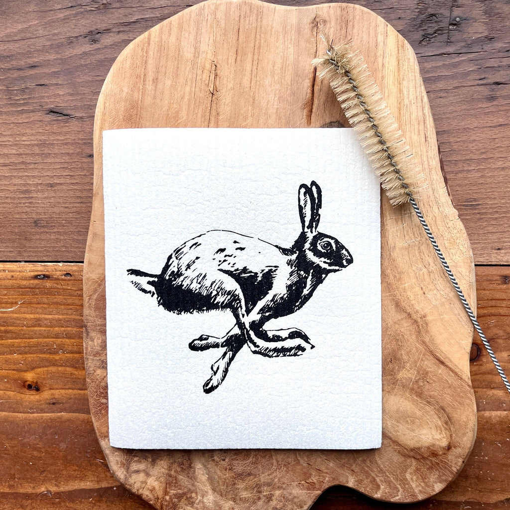 2er Set nachhaltige Schwammtücher "Hase", handbedruckt, Spülschwamm vegan, Spültuch waschbar, Siebdruck, Geschenk Ostern