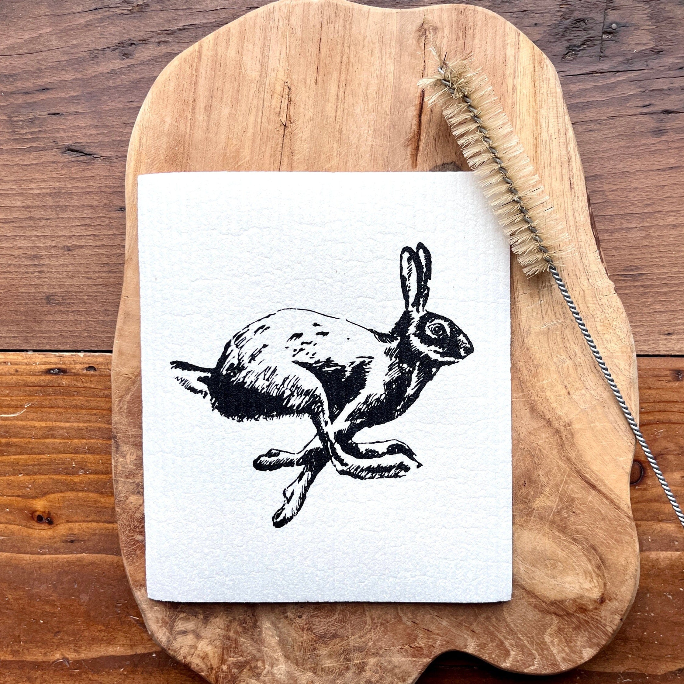 2er Set nachhaltige Schwammtücher "Hase", handbedruckt, Spülschwamm vegan, Spültuch waschbar, Siebdruck, Geschenk Ostern