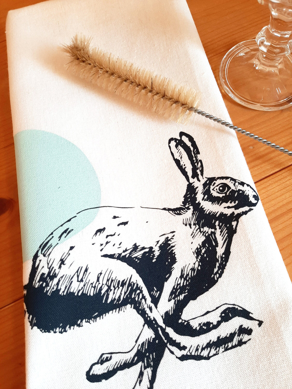 Nachhaltiger Geschenkbeutel "Hase" aus Bio-Baumwolle, Siebdruck Unikat, handbedruckter Beutel, Geschenk-Verpackung Ostern