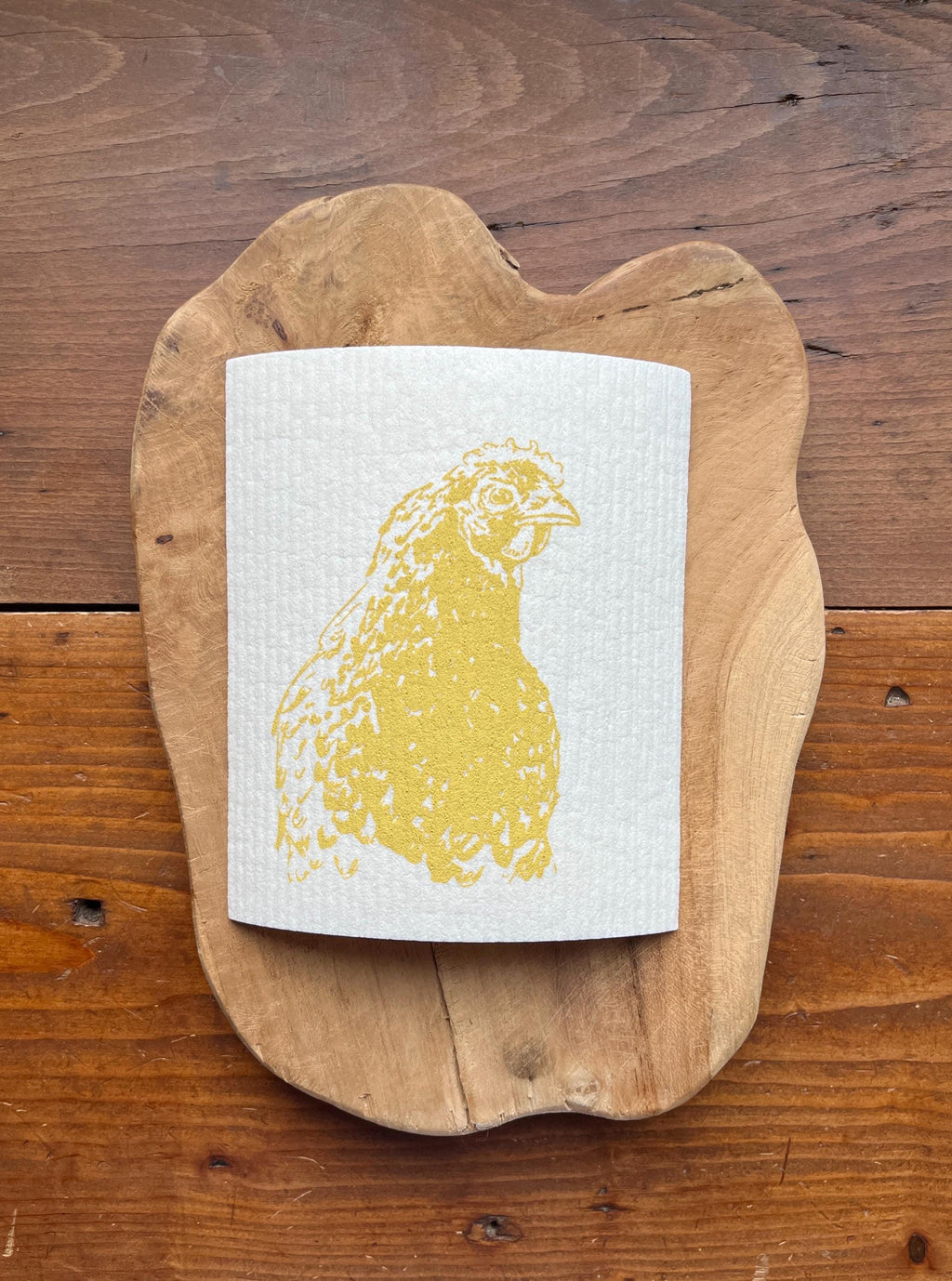 Nachhaltige waschbare Schwammtücher im 2er Set, handbedruckt mit Huhn, Siebdruck, Geschenk Hühnerhalter, perfekt für Ostern & Frühling