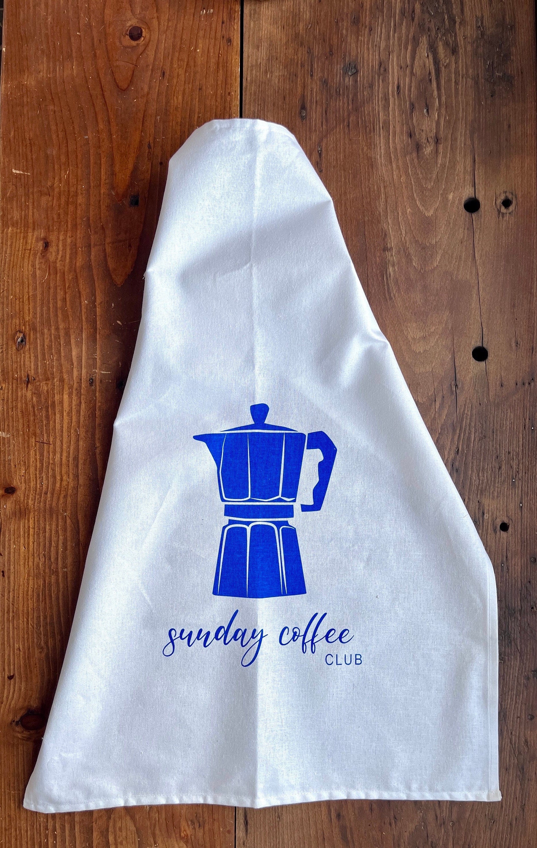 Geschirrtuch weiß bedruckt Espresso-Kanne, Küchentuch mit Siebdruck-Motiv, Geschenk Kaffee-Trinker, Halbleinen, Leinen