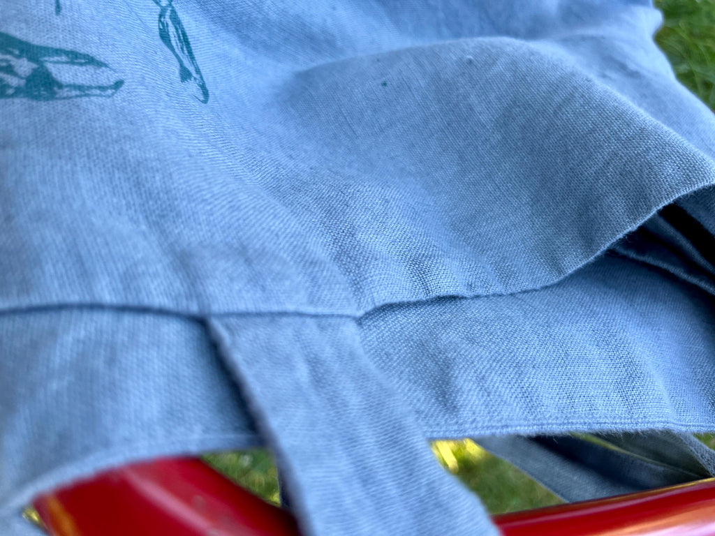 Große Leinentasche blaugrau mit Krabben & Krebsen | handbedruckt mit Siebdruck | Maritime Stofftasche für Einkauf, Stadt und Strand