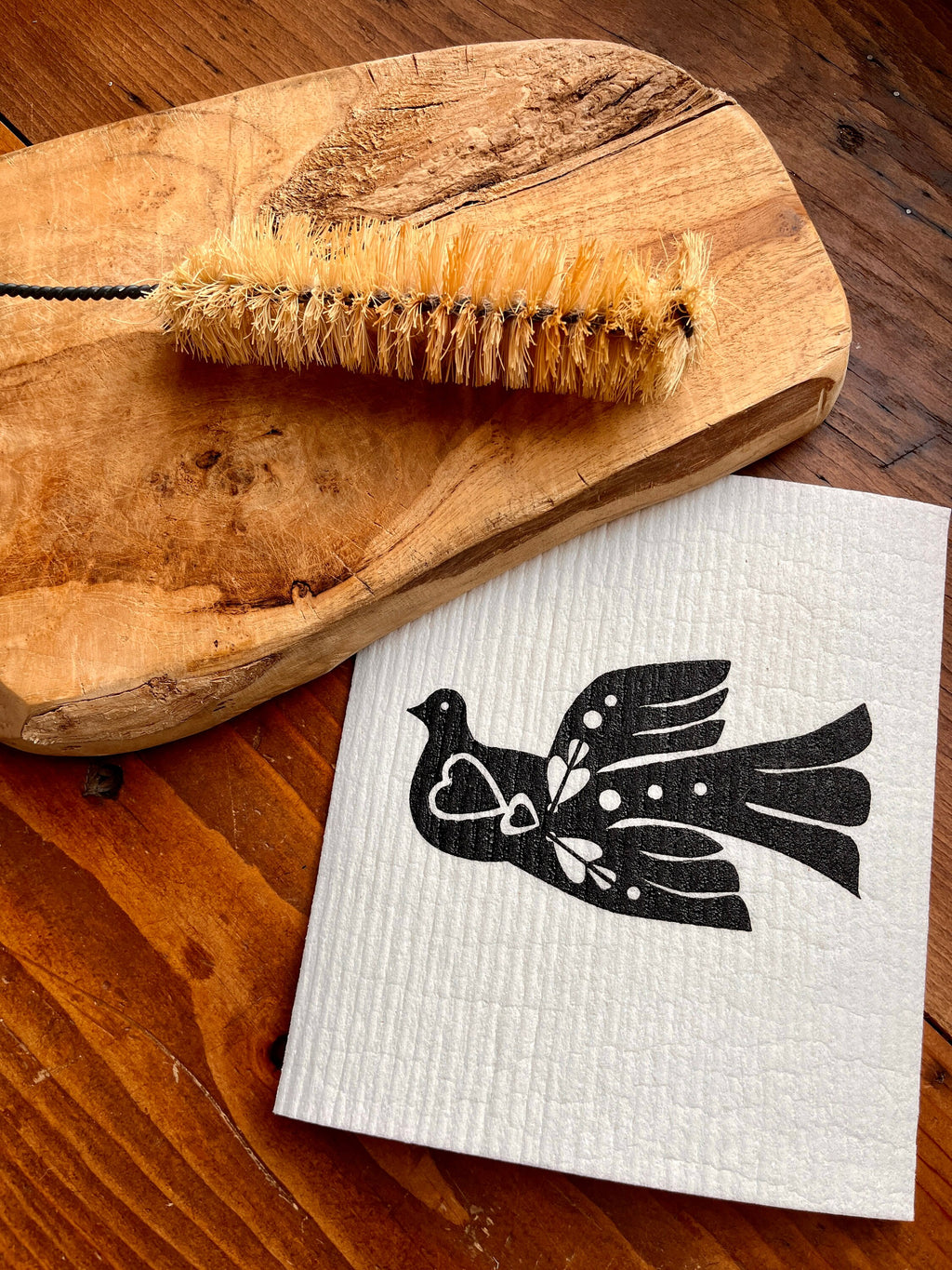 2er Set waschbare Schwammtücher "Vogel", schwarz /weiß, vegane, nachhaltige Spültücher, Siebdruck, Handdruck, Geschenk Küche