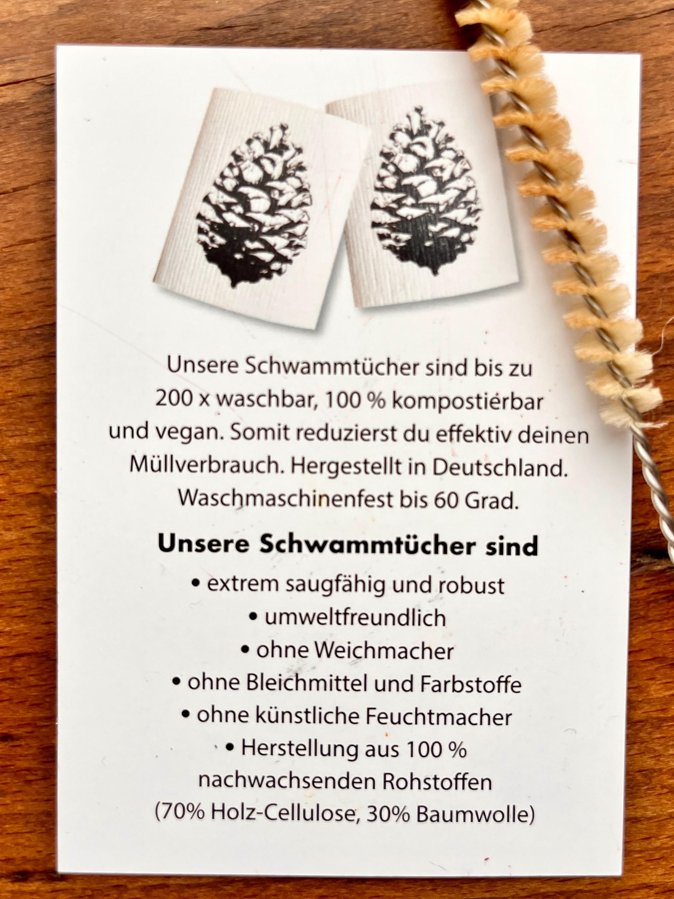 2er Set nachhaltige Schwammtücher mit Dala-Pferd und Schweinchen, skandinavisches Design, vegan, Spültuch waschbar, Siebdruck manuell