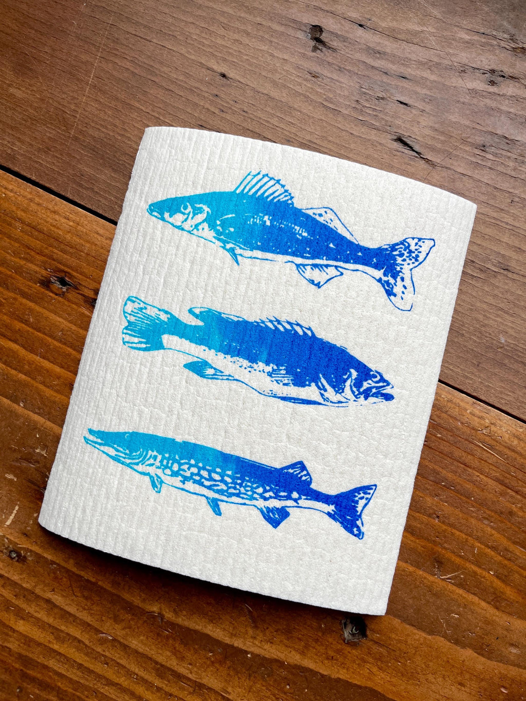 2er Set nachhaltige Schwammtücher mit Fischmotiv – handbedruckt & plastikfrei! Siebdruck Spülschwamm waschbar, maritime Geschenkidee