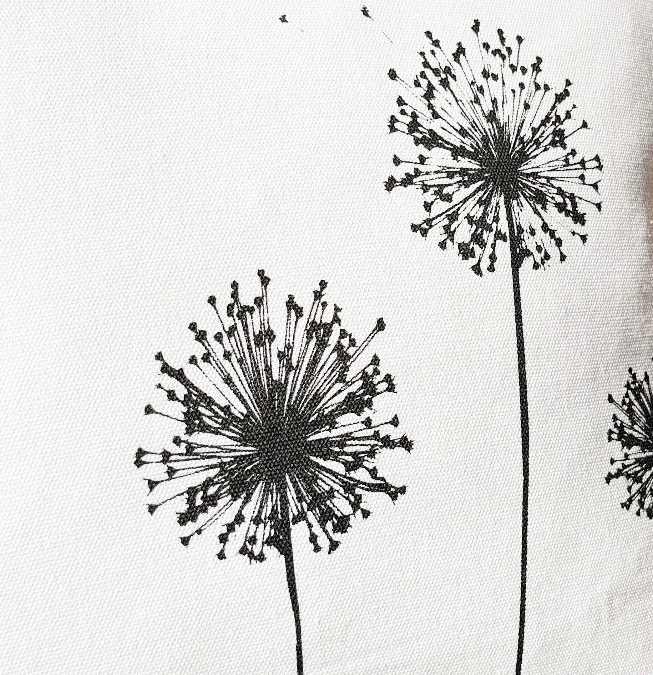 Kissenbezug Baumwolle handbedruckt mit Allium-Motiv, Siebdruck Handarbeit, minimalistisch modernes Kissen, Frühlingsdeko für Wohnzimmer