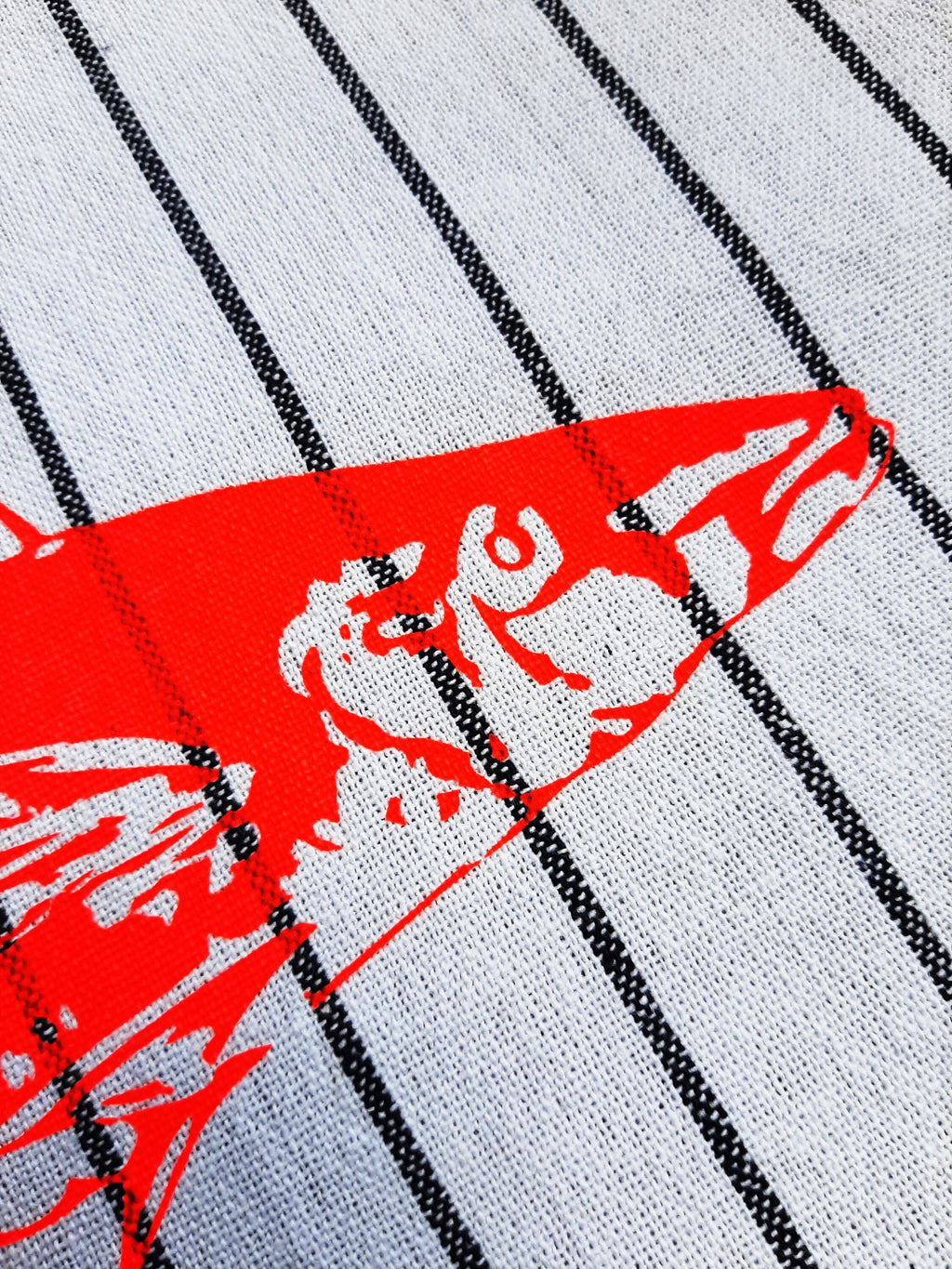 3er Set Geschirrtücher gestreift / kariert handbedruckt mit Neon-Print Motiv Fische & Qualle, Küchentuch Siebdruck maritim
